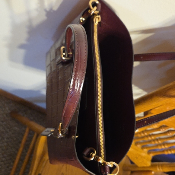 Coach Burgundy Croc-Embossed Leather Tote - Picture 4 of 5